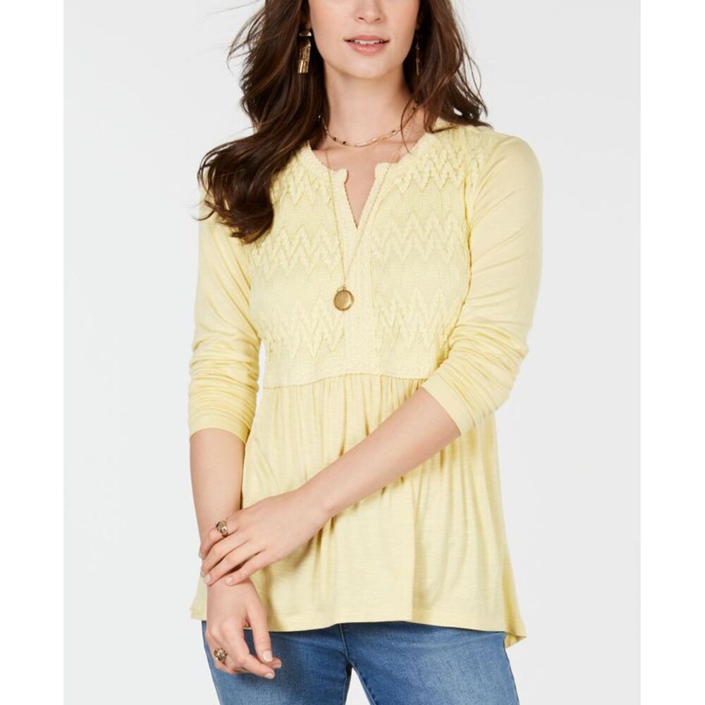 Style & Co Lace Front Draped Top